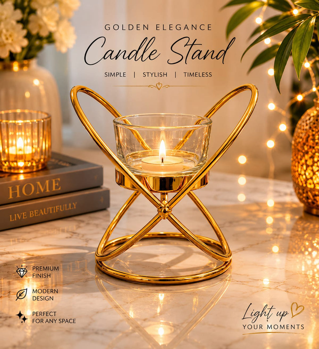 Elegant Black Candle Holder – Decorative Metal Candle Stand for Home