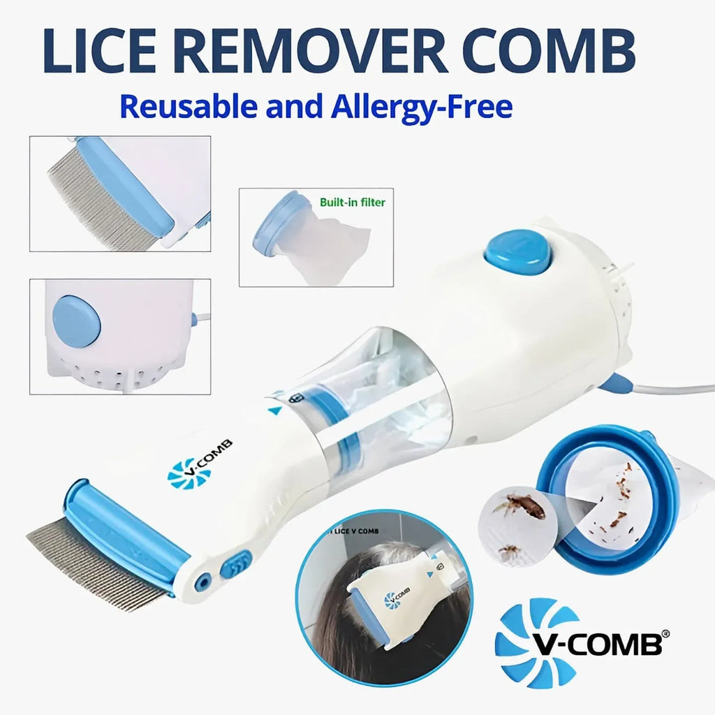 Anti Lice Metal Comb with 4 Filters | Stainless Steel Fine Tooth Head
