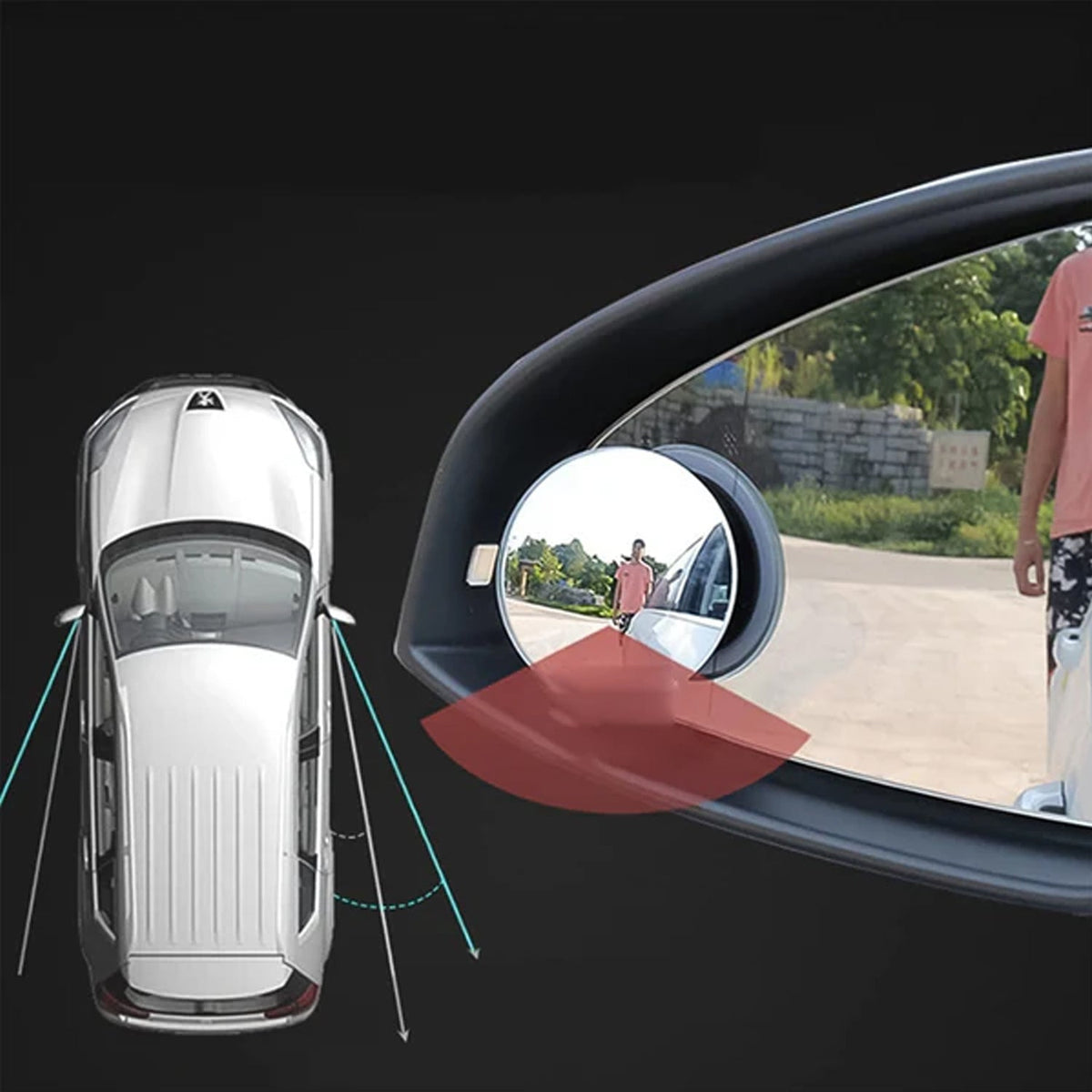 4pcs - Car Blind-Spot Side Mirror Silver Frame - (2 Pc / Set)