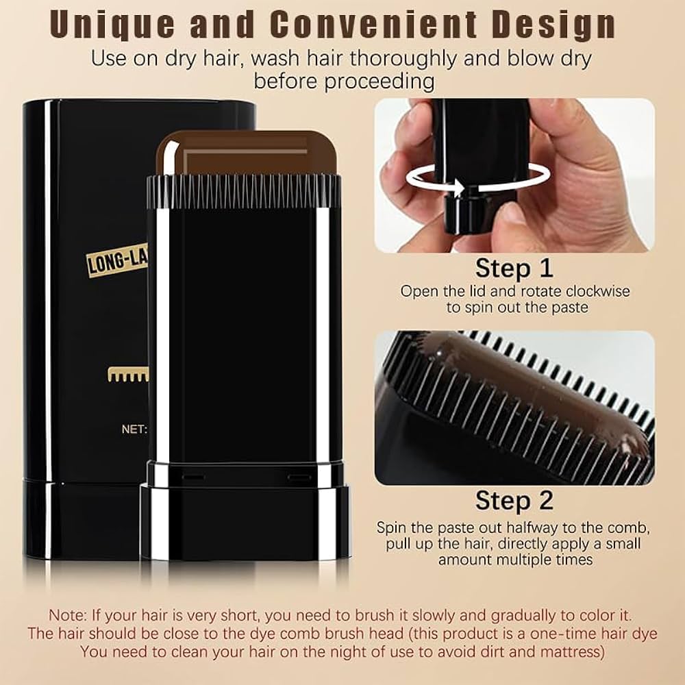 Instant Hair Color Dye Comb Stick Root Touch-Up Cover Gray Hair Long Lasting 20g