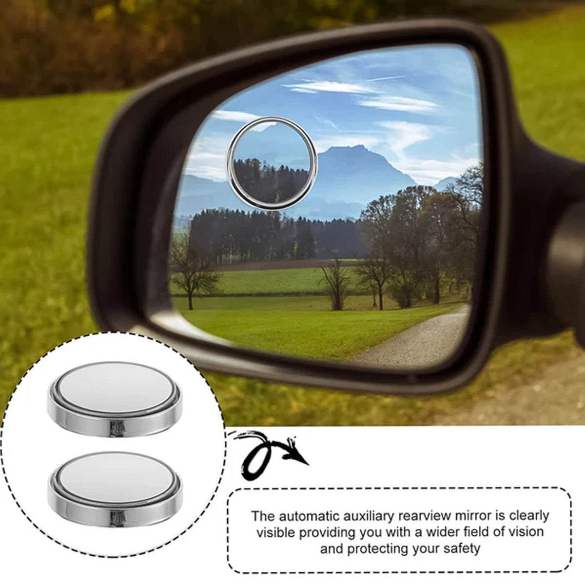 4pcs - Car Blind-Spot Side Mirror Silver Frame - (2 Pc / Set)