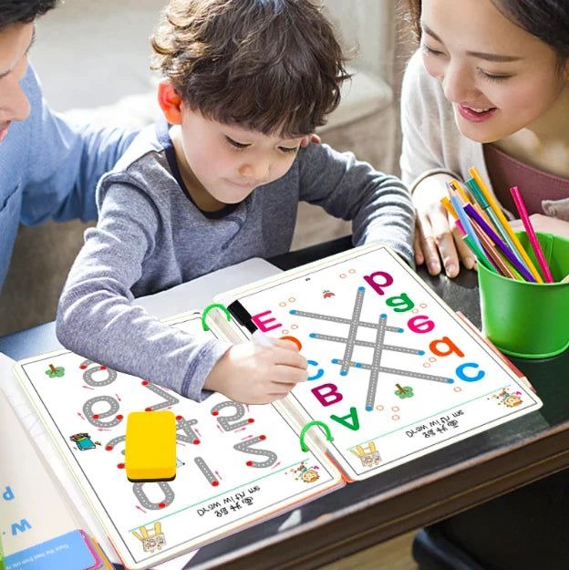 A4 Kids Educational Learning Tracing Book | 64 Pages Dot-to-Dot Activity Workbook with 2 Markers