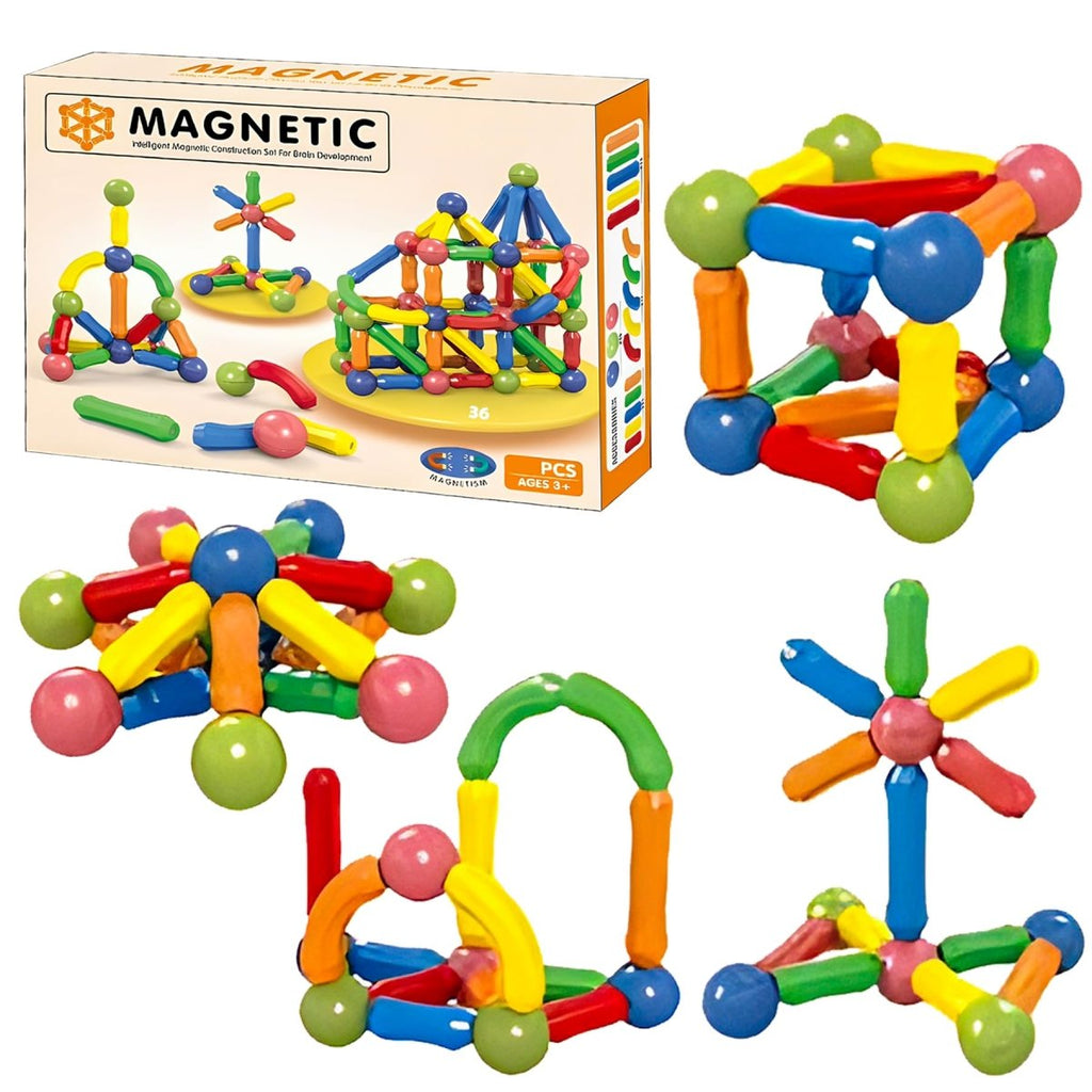 Magnetic Toys Building Blocks - 36 PCS Kids Magnet Balls and Rods Set Toddler STEM Sticks Toy Learning Educational Block Games Stacking Toys for Boy Girl Age 3+ Years Old Preschool